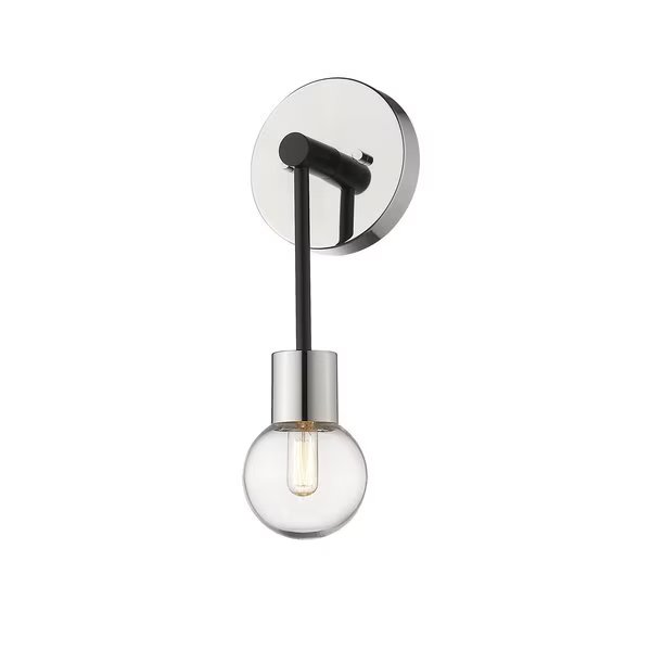 Neutra 1 Light Wall Sconce, Matte Black + Polished Nickel & Clear, Z-Lite, Mfr#: 621-1S-MB-PN